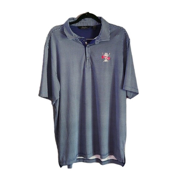 Bobby Jones Performance Golf Polo Shirt Men's Navy White Gingham Print Sz XL - Picture 1 of 13